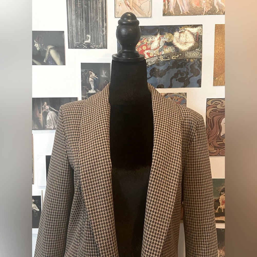 Bagatelle Camel Black Gingham Oversized Long Line Sweatshirt Blazer M